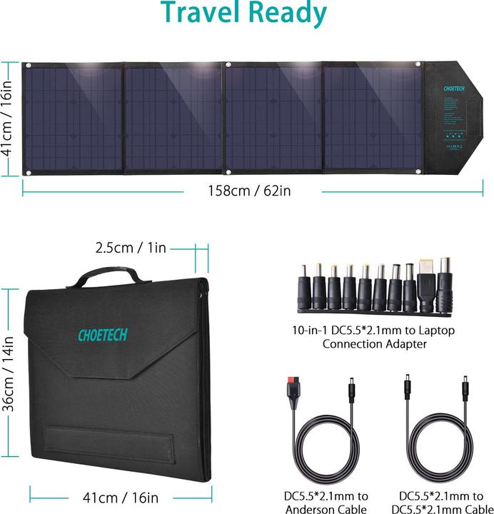 Image du produit Choetech chargeur solaire (80 W, 3.90 kg)