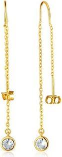 Actual product image JVD Elegant Long Gold-Plated Earrings With Zircons