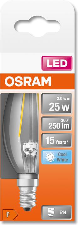 Actual product image Osram LEDSCLB25 2.5W/840 230V FIL E1410X1OSRAM (E14, 2.50 W, 250 lm, 6 x, F)