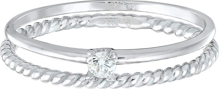 Actual product image Elli DIAMONDS Ring Diamond (0.06 ct) Solitaire Band Ring 585 White Gold (58, 950 Palladium)