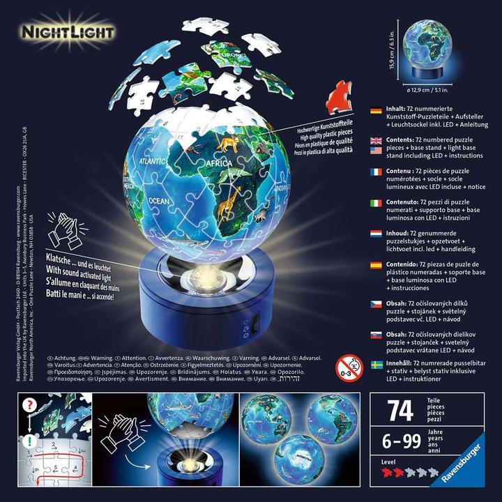 Actual product image Ravensburger Night light - Earth at night (72 pieces)