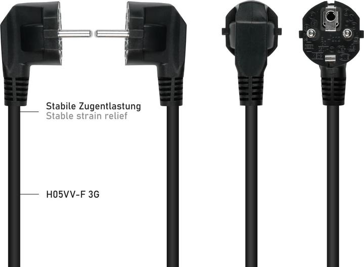 Actual product image Kabelmeister Earth contact plug 90° threaded to C13 black 1.8m (2 m, C13)