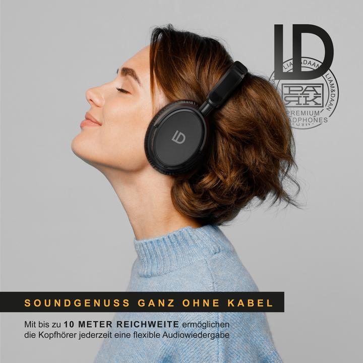 Actual product image Liam & Daan Wireless OnEar Headset, Wireless BT Headphone with Battery & 3.5mm AUX (No noise cancelling, 20 h, Wireless)