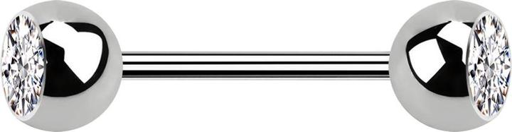 Star Piercing Micro Barbell Innengewinde silber mit zwei Kugeln Kristall silber (ohne Messing, Titan G23)