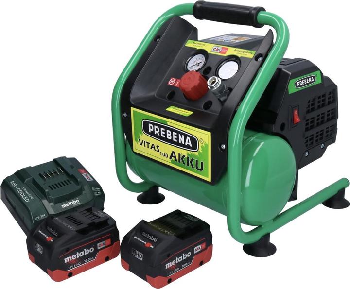 Produktbild Prebena VITAS 100-AKKU Kompressor 18 V 5 l 8 bar CAS Brushless + 2x Akku 10,0 Ah + LadegerÃ¤t (8 Bar, 5 l)