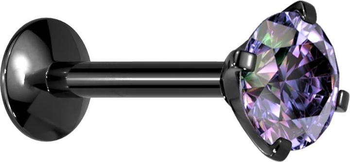 Star Piercing Micro Innengewinde Labret UFO schwarz mit Kristall dunkel multicolor gefasst (ohne Messing, Titan G23)