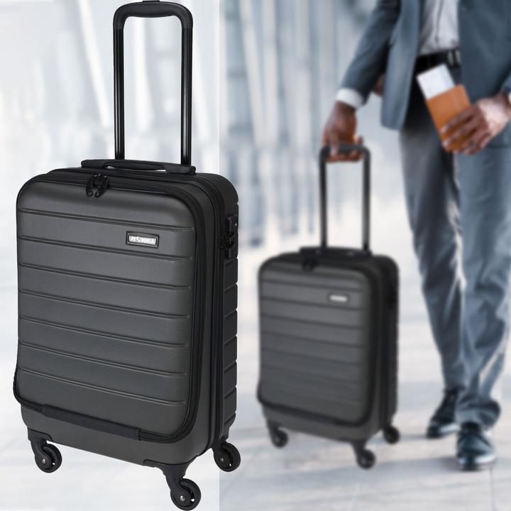 Produktbild ProWorld Koffer-Trolley mit TSA-Schloss, Teleskopgriff, dunkelgrau, 20 Zoll, ABS, 35 x 22 x 55,5 cm (37 l, Handgepäck (bis 50l))