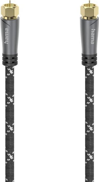 Actual product image Hama SAT connection cable, F plug - F plug, metal, gold-plated, 1.5 m, 120 dB (120 dB, Antenna cable)