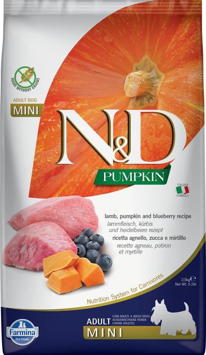 Farmina Pet Food 8010276033277 Dry Dog Food 2 5 kg Adult Blueberry Lamb Pumpkin (Adult, 1 pcs., 2500 g)