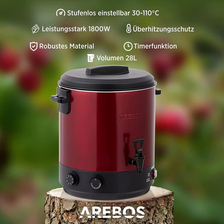 Image du produit Arebos Cuiseur automatique 1800 W 28L en rouge (28 l)