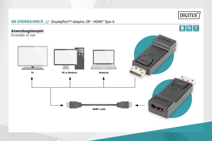 Produktbild Digitus AK-340602-000-S (HDMI, 20 cm)