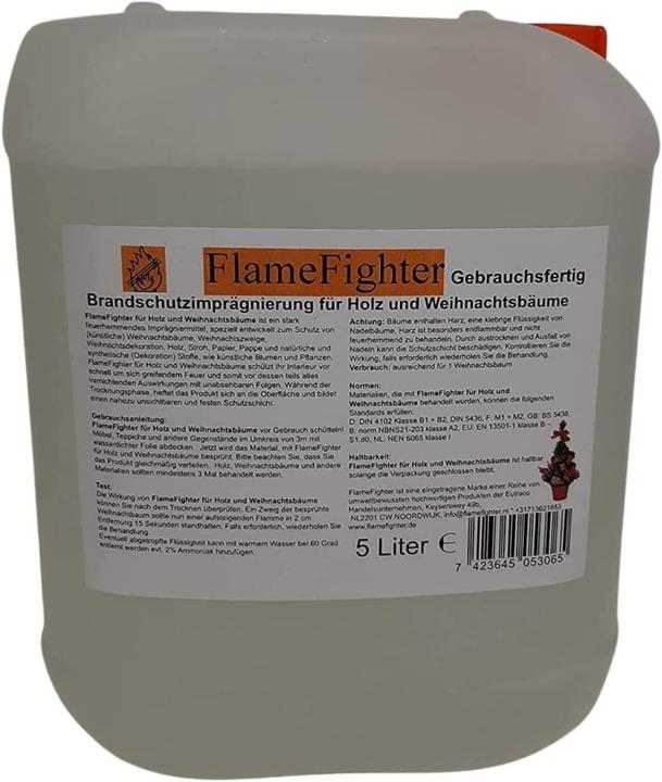 Image du produit FlameFighter 5 litres de produit ignifuge pour le bois, le papier et les sapins de Noël.