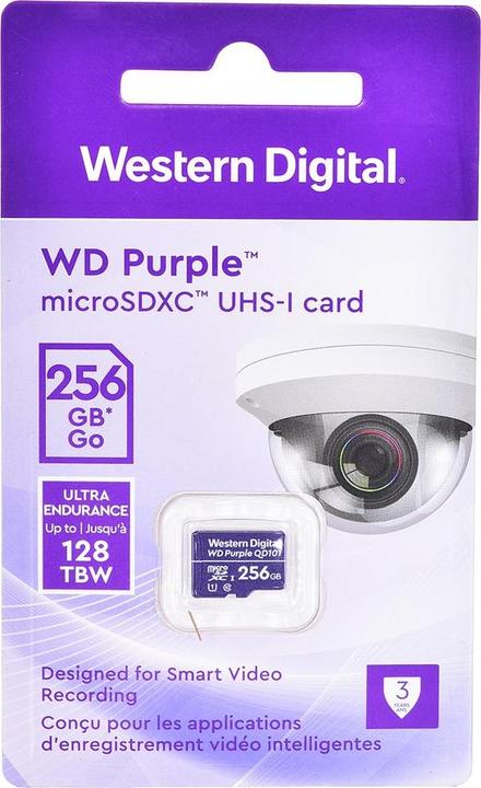 Image du produit WD Violet, Surveillance, microSD XC, Classe - 10, UHS 1 (256 Go, microSDXC, U1, UHS-I)