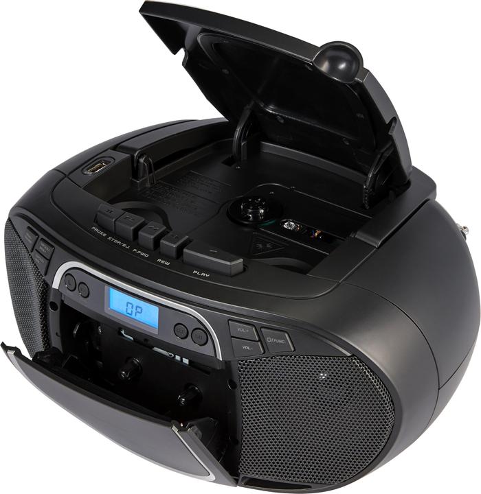 Image du produit Medion E66476 - Radio - Lecteur CD/MP3/cassettes - écran LCD - stéréo PLL-FM - USB - 2 x 20 W - Noir (VHF, AM, FM, PLL)