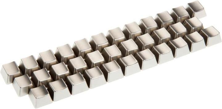 Actual product image King Mod Metal Keycaps set inner keys unlabeled, silver