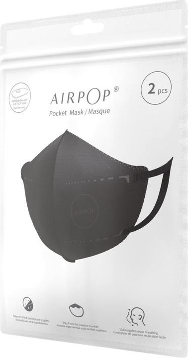 Actual product image AirPop Face Mask Pocket 2pcs (Black) (2 x)