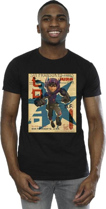 Actual product image Disney Mens Big Hero 6 Baymax Hiro Newspaper T-Shirt (4XL)