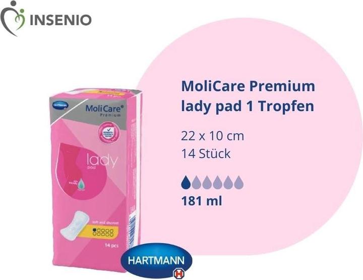 Actual product image Hartmann MoliCare Premium lady pad 1 drop (14 x)