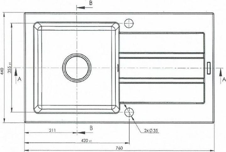 Produktbild Maidsinks Einbeckenspüle mit Abtropffläche Promo 76x44 1B 1D E070053701 (Einbauspüle mit Abtropffläche, 44 cm, 76 cm)