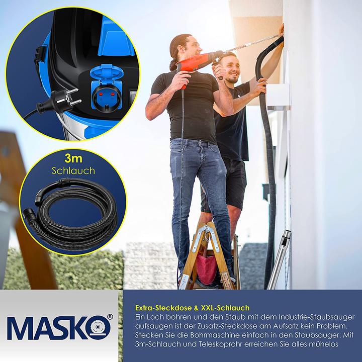 Produktbild Masko Industriestaubsauger 1800Watt in Blau (Nass-Trockensauger)