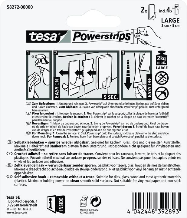 Actual product image tesa Powerstrips hook LARGE square