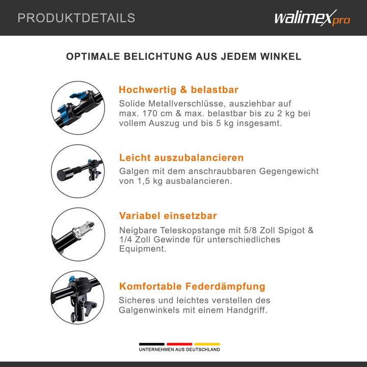 Produktbild Walimex Galgenstativ mit Gegengewicht (183 cm, 5 kg)