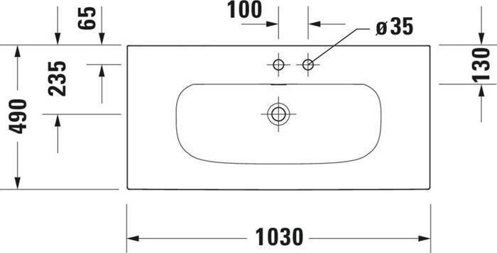 Produktbild Duravit Möbelwaschtisch Viu 103 x 49 cm weiss mit Beschichtung 23441000001 (490 mm, 1030 mm)