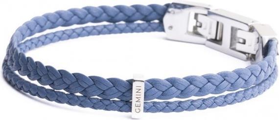 Immagine prodotto Gemini BRACCIALE - PELLE BLU - 17+2 CM (19 cm, Nappa, elementi in argento con gemme)