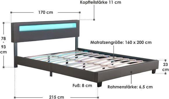 Immagine prodotto Juskys Letto imbottito Parigi (160 x 200 cm)