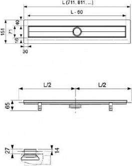 Produktbild TECE Drainline Grundkörper mit Wandaufkantung (800 mm) (800 mm)