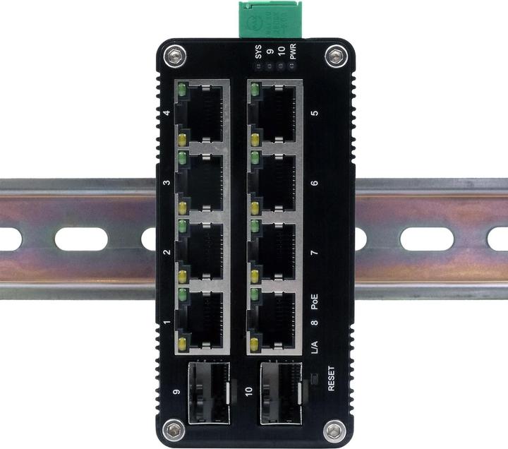 Productafbeelding Exsys Web-Managed Mini PoE+ Switch 8x 1 Gbit/s + 2x SFP (10 Havens)