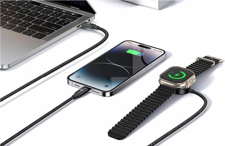 Produktbild Mcdodo 3 in1 Set USB-C auf Typ-C & Lightning + Wireless Ladegerät für Apple Watch (1.20 m, USB 3.2 Gen 1, 100 W)