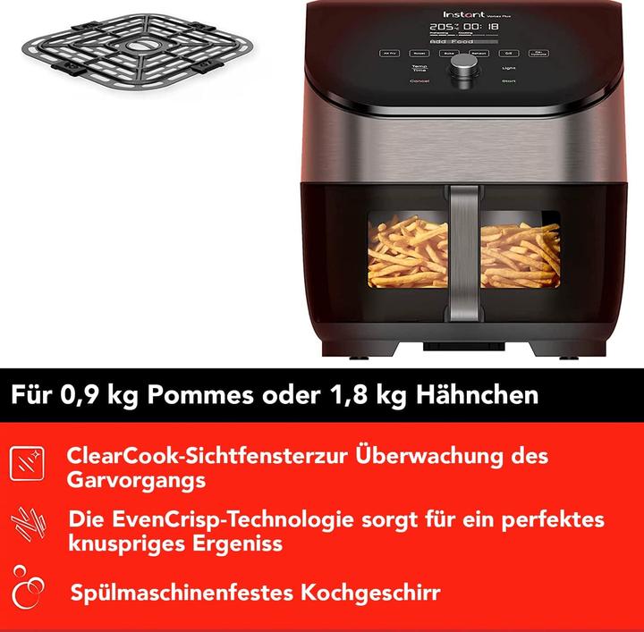 Actual product image Instant Vortex Plus ClearCook OdourErase RVS 5.7 litre (6 Qt) 6-in-1 airfryer frituren roosteren grillen bak