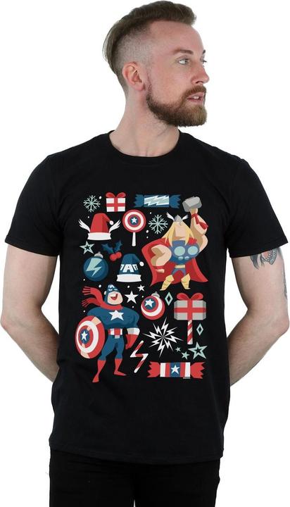 Image du produit - T-shirt THOR AND CAPTAIN AMERICA CHRISTMAS DAY - Homme (XL)