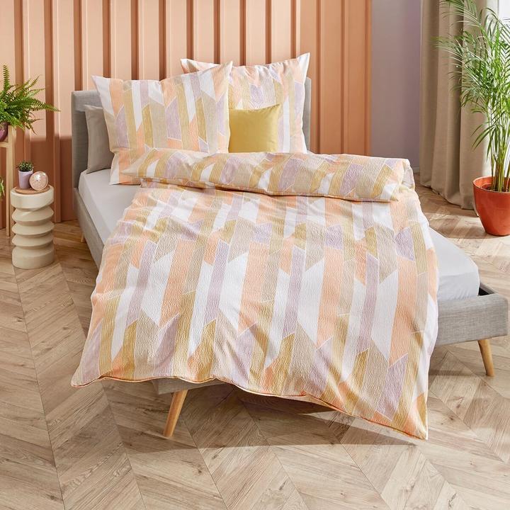 Immagine prodotto Traumschlaf Biancheria da letto in seersucker Mikado sun (Set di biancheria da letto, 155x220 cm + 80x80 cm)