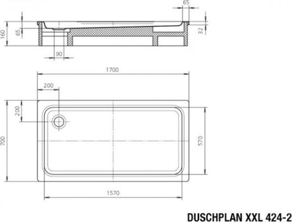Produktbild Kaldewei Duschplan XXL 424-2 70x170cm mit Styroporträger
