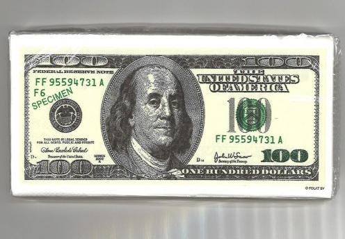Image du produit Folat Serviettes 100 Dollar (10 x, 33 x 33 cm)