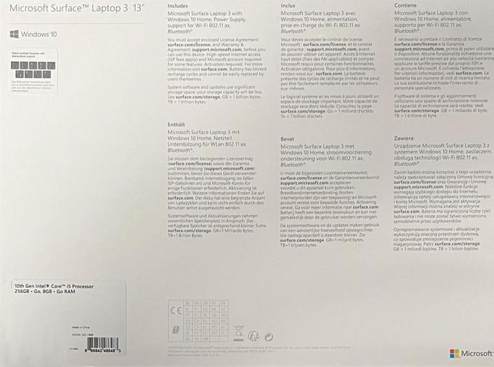 Actual product image Microsoft Surface Laptop 3 (13.50", Intel Core i5-1035G7, 8 GB, 256 GB, DE)