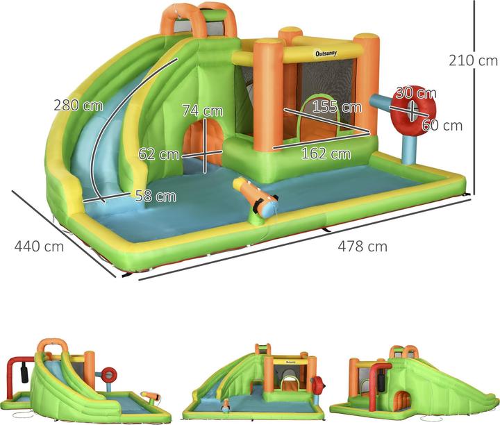 Produktbild Swisshandel24 Aufblasbare Hüpfburg, Spielburg, Sprungbereich mit Rutsche, Wasserpark für Kinder 3 bis 8 Jahre