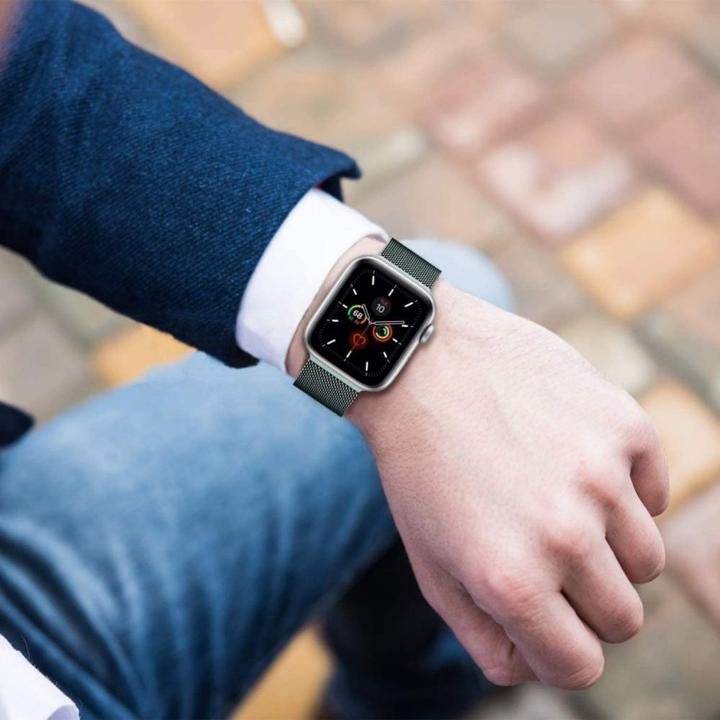 Actual product image Tech Smart Clock Apple 1/2/3 belt, pink, 42 mm (Stainless steel, Apple Watch SE)