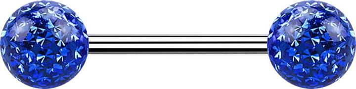 Image du produit Star Piercing Micro Barbell argent avec deux boules bleu foncé couche de protection époxy (Acier chirurgical 316L, sans laiton)