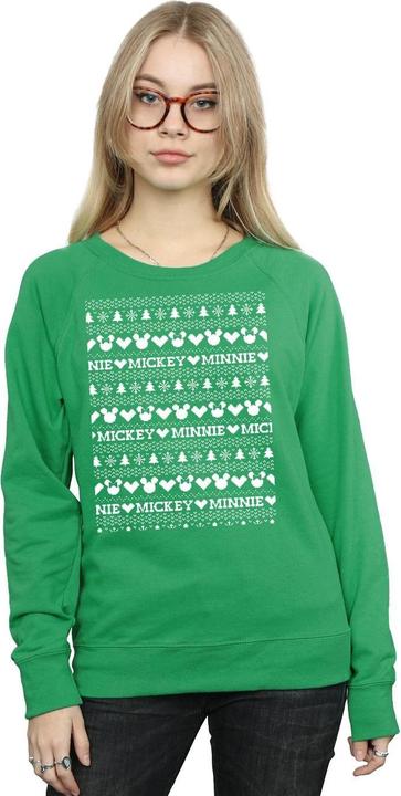 Actual product image Disney Womens/Ladies Mickey And Minnie Christmas Fair Isle Sweatshirt (XL)