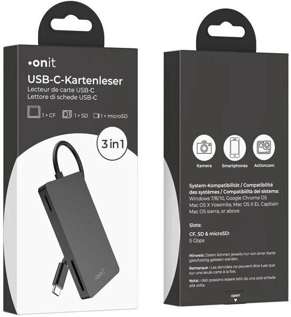 Actual product image Onit Card Reader External USB-C 3-in-1 (USB 3.0)