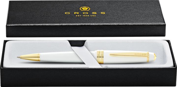 Actual product image Cross Ballpoint Bailey light glossy white, gold tone appointments in giftbox (White, Gold)