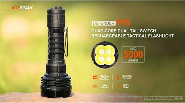 Actual product image AceBeam P18 Quad-Core - 5'000 Lumen (14.49 cm, 5000 lm)