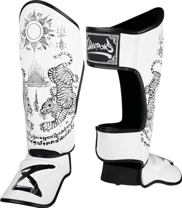 Actual product image 8Weapons 8 WEAPONS Shin Guards - Sak Yant Tigers white S (S)