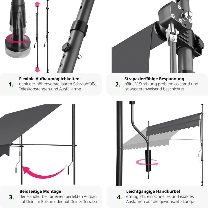 Produktbild tectake Klemmmarkise (3 m)