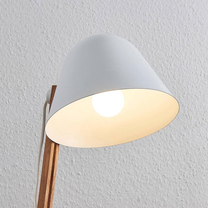 Image du produit Lindby Tetja lampadaire avec tige en bois, blanc (E27)