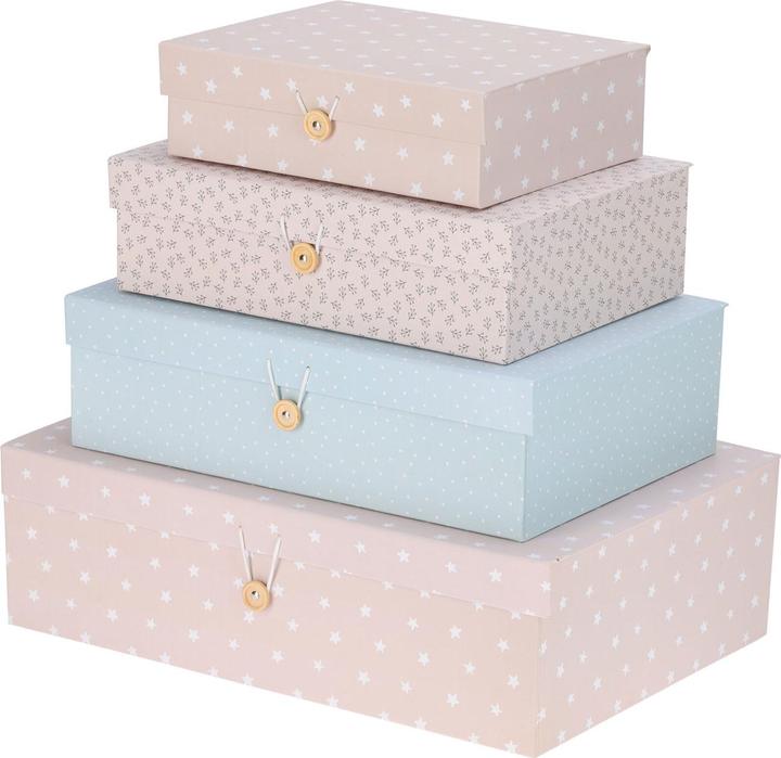 Immagine prodotto Home&Styling Geschenk- und Aufbewahrungsboxen, 4 Stück in verschiedenen Grössen, blau/rosa