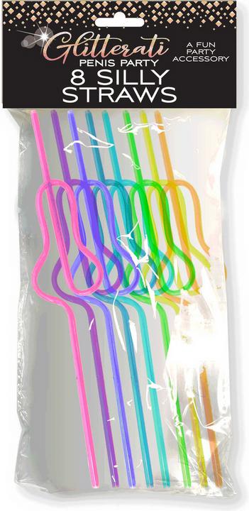 Little Genie Productions Glitterati Silly Penis Straws, 8